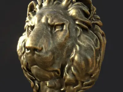 Lion Head Pendant 3d print model and gameready model Low-poly 3D model