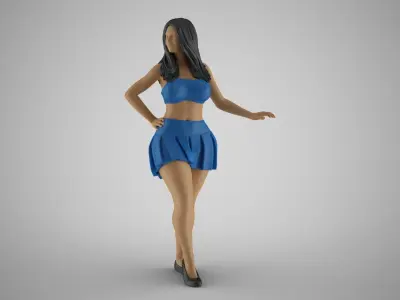 Loveliness 2 woman in dress 3D print model