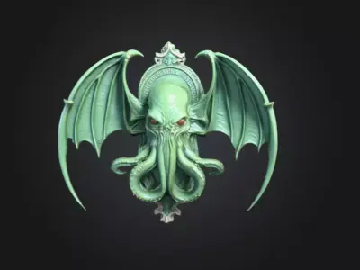 Cthulhu Bust Plaque Low-poly 3D model