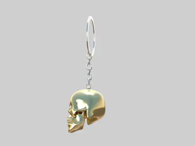 skull keychain golden 3D model