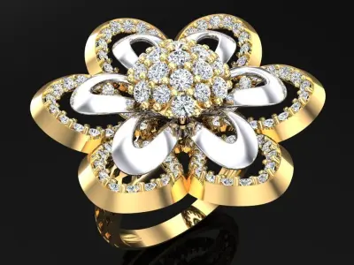  Mesh flower ring - Italian rings - Womens Rings - N6821 3D print model