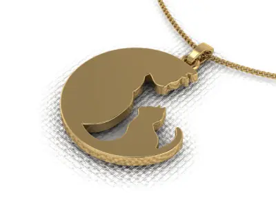 A pendant made in the shape of a cats 3D print model