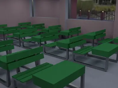 school building Low-poly 3D model