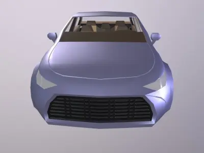 City Car sedan VR AR low-poly 3d model Cartoon with interior Low-poly 3D model
