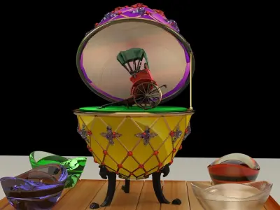 Chinese gold Ingot with Russia Faberge egg  3D model