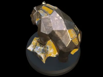 Steampunk Panda Rock Low-poly 3D model