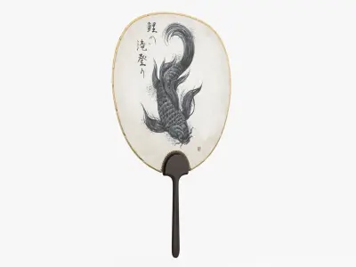 Japanese Fan Uchiwa Low-poly 3D model