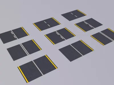 9 Road Patterns Low-poly 3D model