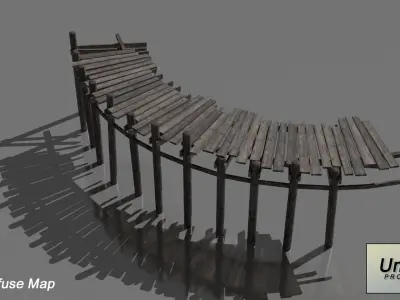 Wooden Bridge Low-poly 3D model