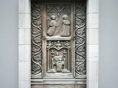 Ancient Italian medieval church door Low-poly 3D model