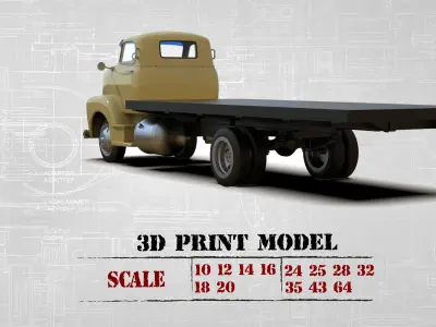 STL files Hauler Cab Over Engine longbed flatbed truck COE 3D print model