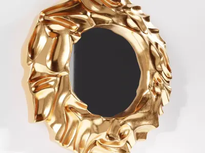 Round Mirror 3D Model Luxury Wall Decor for Interior Design 3D model