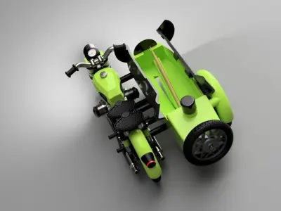 MOTORCYCLE WITH SIDECAR AND TOOTHPICKS 3D print model
