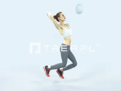 Beauty 17D Jumping Smashing Sports Volleyball Woman Low-poly 3D model