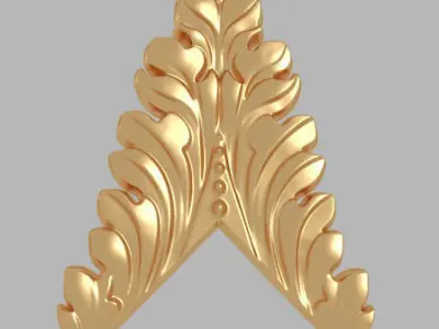 Classic 3D motifs inlaid with gold frame 3D model get
