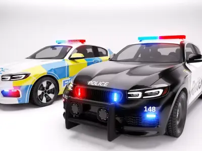 Generic Police Hatchback v4 Low-poly 3D model