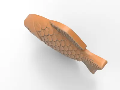 3D Fish Model Realistic Sculpture - flat back 3D print model