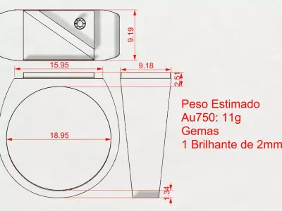 Geometric ring with triangular detail and 2mm brilliant 3D print model