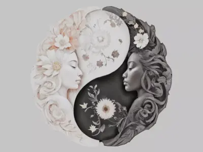 Harmony Duality ying yang yin yan Low-poly 3D model