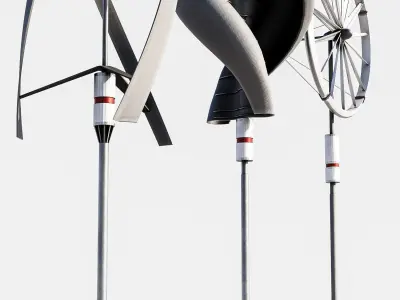 Wind Turbine Pack Low-poly 3D model