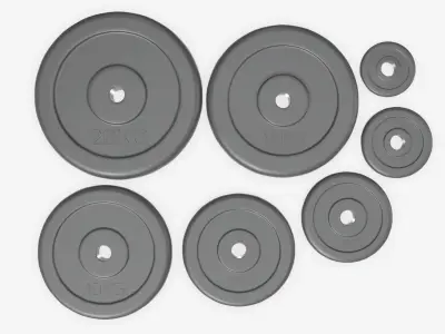 Barbell weight set rubberized 3D model