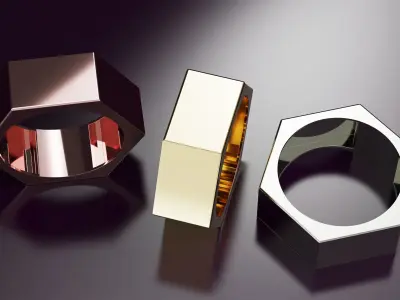 hexagon ring N02 54EU SIZE Free 3D print model