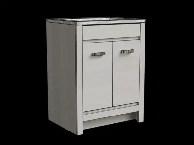 Free Standing Single Bathroom Vanity With Marble Top Low-poly 3D model