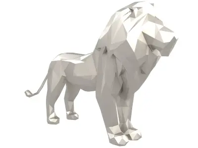 Low Poly Lion Statue v1 003 Low-poly 3D model