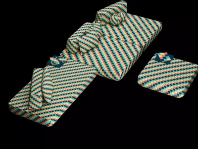 Modular sofa 2 with pillows and decor elements 3D model