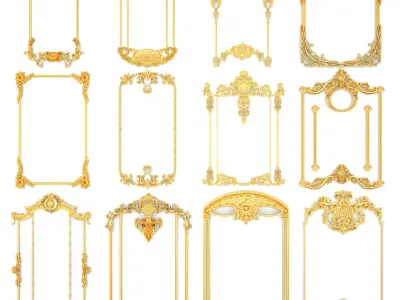 Collection stucco molding frame 3D model purchase