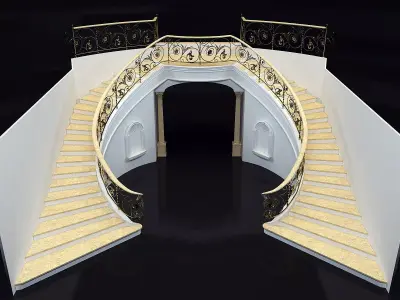 classical marble staircase 3D model