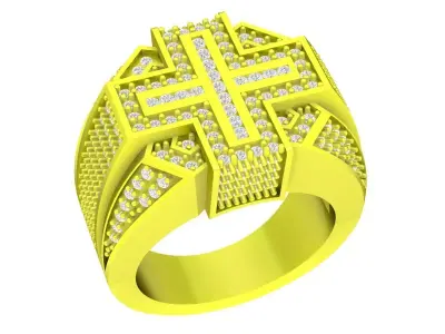 A4549 Luxury Diamond Cross Men Ring 3D print model