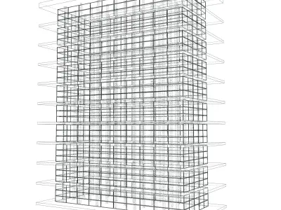 10 Story high rise glass building architecture and engineering 3D model