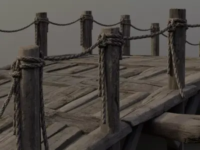 Bridge wooden 02 Low-poly 3D model