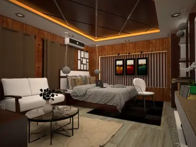 Modern bedroom - chambre  a coucher 3D model
