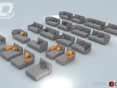 Kagran Sofa Modular Set 3D model