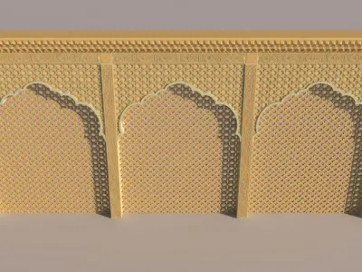 Wall Panel with Mirror Work 3D model