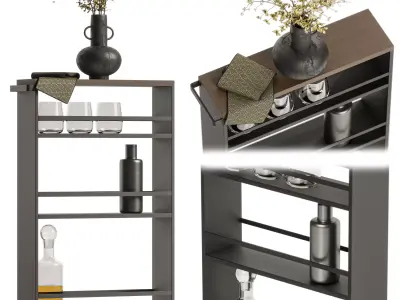 Crate and barrel Yamazaki Black Rolling Cart 3D model