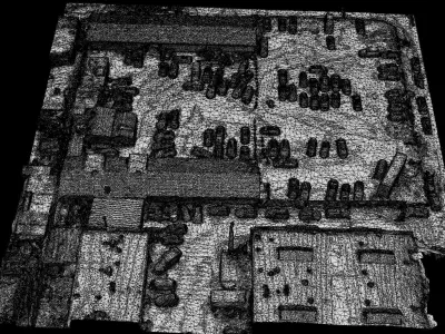 cars abandoned wrecks parking drone photogrammetry Low-poly 3D model