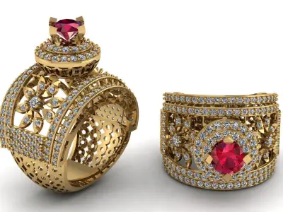 QUEEN ENGAGEMENT RUBY RING  3D PRINTBLE MODEL 3D print model