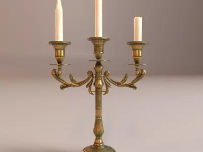 Candle holder and candles Low-poly 3D model