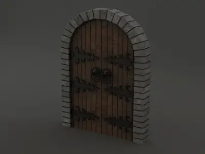 Medieval Door Double Venetian Style 3D Model Low-poly 3D model