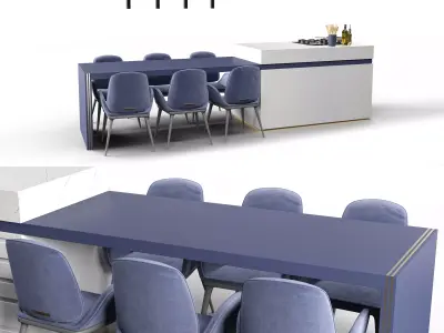  Modern Ellitia Kitchen Island 3D model