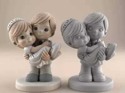 Cute Wedding Couple Bridal Carry 3D Print File STL 3D print model