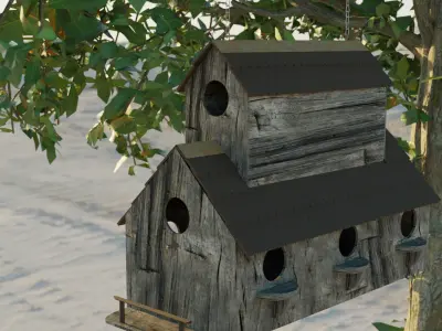 Birdhouse bird house hanging from tree 3D model
