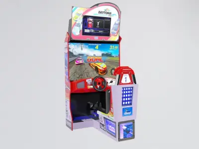 Low Poly PBR Daytona car racing game machine Low-poly 3D model