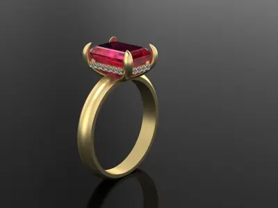 Ring Emerald 3D print model 3D print model