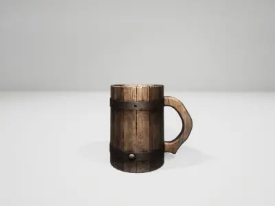 wooden jug Medieval UE4 Free low-poly 3D model