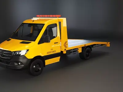 Mercedes Sprinter Car Transporter Flatbed Tow Truck 3D model