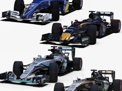 Formula 1 2016 car pack 1 Low-poly 3D model